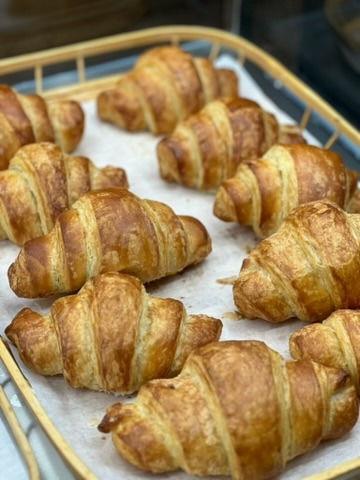 Golden butter croissants fresh from the oven